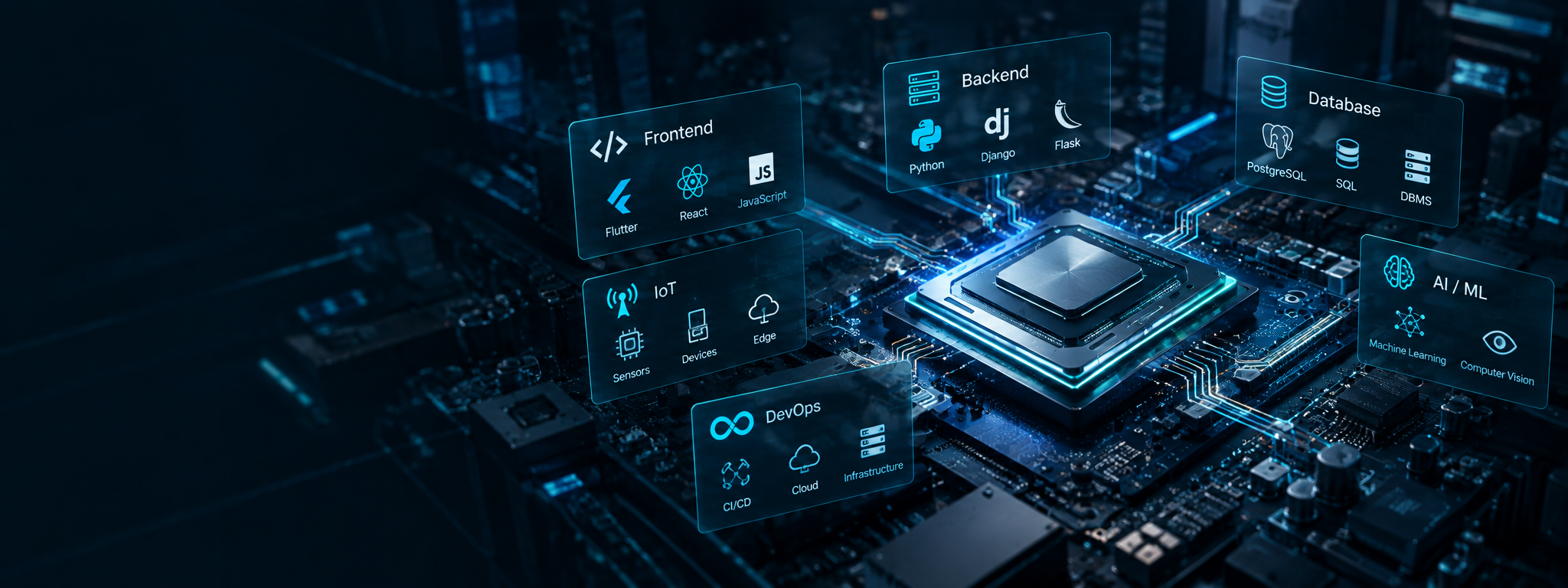 Illuminated PACCOEX processor on circuit board